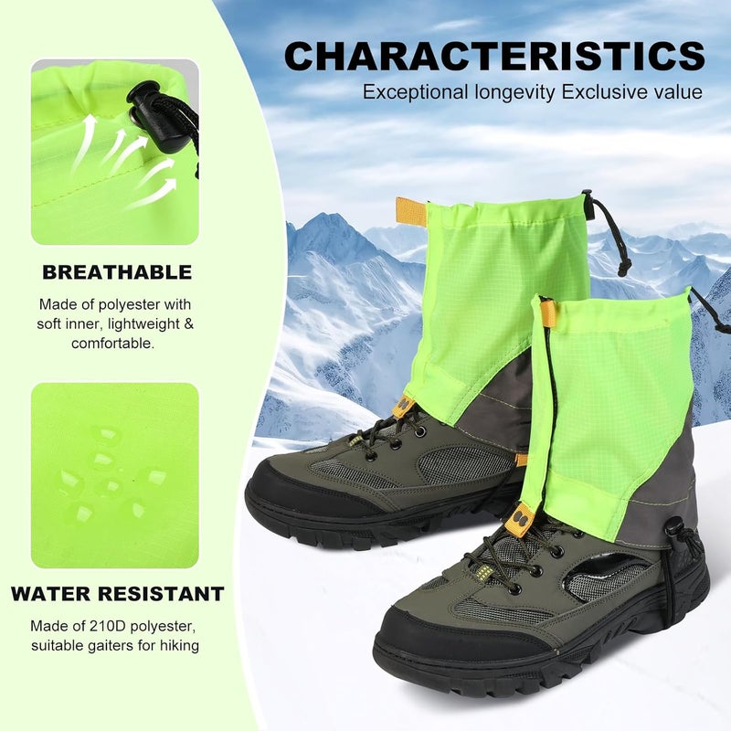 Uponauot Waterproof Gators for Hiking Boots and Shoes Lightweight Adjustable Leg Gaiters for Men Women Gaiters for Hiking Snowshoeing - Image 2